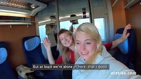 Two girls engaging in sexual activity publicly