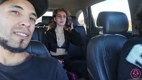 The Girl on Vacation Getting Playful in the Car