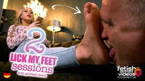 Enjoy 2 sexy bare feet worship session with Goddess Sheila ( Foot Worship with Goddess Sheila ) - FULL HD MP4