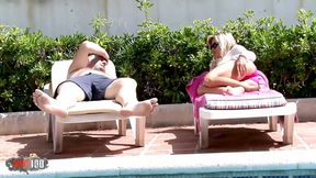 Larry spies on swimmming ladies