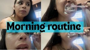 Morning routine: Hair styling, tooth brushing and make-up