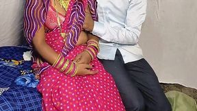 Horny New Year's Eve: Busty Wife in Red Saree Fucks Her Step-Nephew All Night