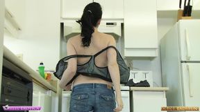Busty Cougar MILF From Canada Masturbates in Kitchen