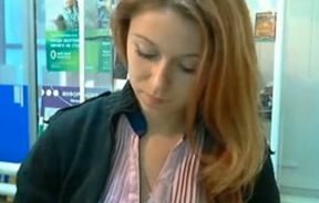 Passionate and gorgeous female coworker of mine pokes her pussy with a banana