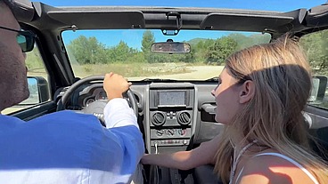 Cutie begging to suck in car, BJ outdoors then sex at home