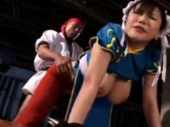 Busty Asian slut in stockings fulfills her hardcore fantasy