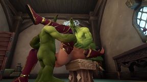 an elf has a threesome with two goblins - warcraft parody