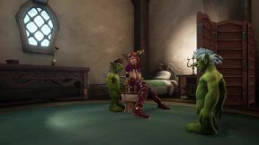 an elf has a threesome with two goblins - warcraft parody