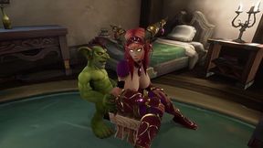 an elf has a threesome with two goblins - warcraft parody