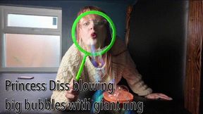 Princess Diss blowing big bubbles with giant ring