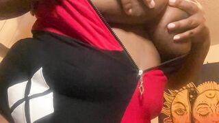 Goddess African BBW Boobs Flopping Nipple Showing Off Inside Slow Motion
