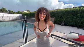 Sexy Nerd Latina Kira Perez fucks hard in JMac's backyard
