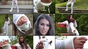 Lia Term SLWC with Heel Bar Cane Gimp in the Park While Airing Out Her Cute Toes (in HD 1920X1080)