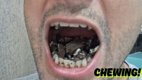 Chewing a very crunchy cookie