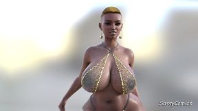 african tribe princess model lepoard print bikini 3d animation - sassycomic