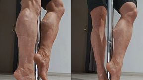 Pole Dancing Barefeet Calf Muscle Flex