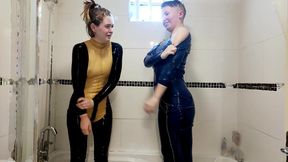 faeriewillow and i peel ourselves out of latex catsuits after a long custom shoot on a much hotter day than today ?