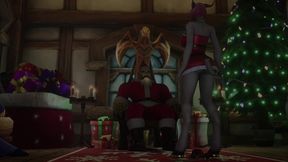 sexy demon girl sit s on orc santa s lap - warcraft parody