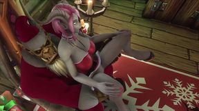 sexy demon girl sit s on orc santa s lap - warcraft parody