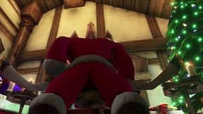 sexy demon girl sit s on orc santa s lap - warcraft parody