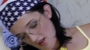 Dark Hairy German Slutt Devoured By Two Bulging Dicks In The Washroom