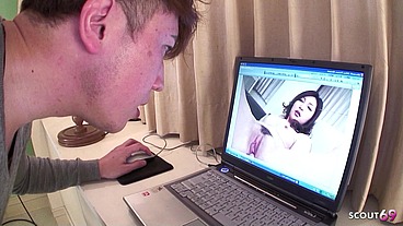 Japanese Step-Mom caught Boy watching Porn and help him with First Time Creampie Fuck in Uncensored Japan Porn