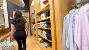 Teen goes to her boyfriend�s work and fucks stranger in the dressing room