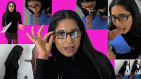 Secretary eRica throats a cock & gets cum all over her face and turtleneck!