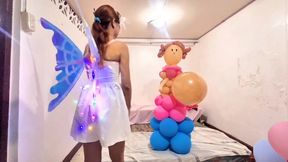 Angel hugging and kissing balloons (custom) by LOONERKITTYROLL