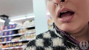 rebeca addams burping at the supermarket for shooping