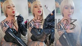 Classic chainsmoking whilst flicking ash towards camera wearing all PVC - Kinkerbell23