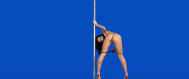 Horny skinny babe solo pole dance