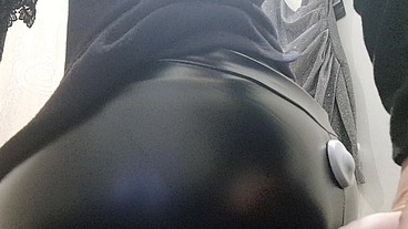 Sexy farts in the public shop and latex pants