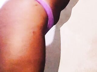 ROUND BUTT BLACK PULLS HER LENGTHY CLITORIS IN A DISROBE DANCE , THAT BABE BOUNCES HER HAWT AFRO BUTT