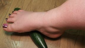 #2 BBW plays with her feet with a big cucumber (No talking)