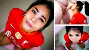 Japanese Soccer Fan Gets Intense BJ & cumshot