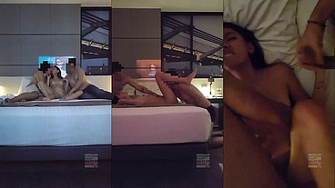 Chica Petite, lleva toda la vida con su novio jamas ha probado ni sentido otra verga y hoy se dedicara a mamarla y reicbir leche mientras se la cojen. Trio HMH soft