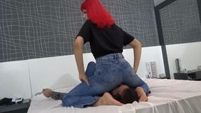 JEANS FACE SITTING AND SMOTHERING AZUKAT AND SLAVE DANIEL SANTIAGO