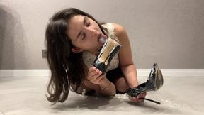 Messy Casadei Blade, Hard Shoeplay in Casadei Blade High Heels, Shoe Dangling, Shoeplay