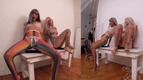 Ella Noir and Abi Matching Mini Laptops Butt Crushed - Side Views 4K