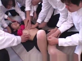 Dirty Japanese Prof Gets Face-Fucked &amp; Cummy by Horny Pupils in Classroom Orgy