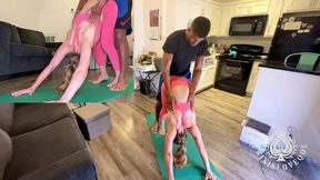 milf gets bbc yoga session! deepthroating & pussy stretching