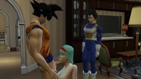 vegeta has a nightmare goku fucks his wife bulma in front of him, he hits her hard in the ass netorare hentai2