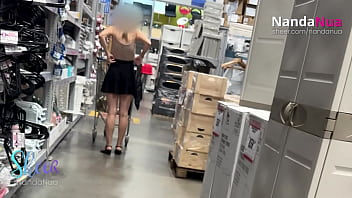 Blonde bombshell NandaNua spreads legs at Mall, blows skirt, flaunting thong and all, as she shops for sex