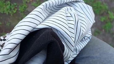 Hot pee wet yoga pants in public garden