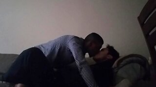 Raw doggystyle fun with young latino couple in living room