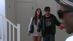 Giselle Leon agrees to make a porn video and gives a hot blowjob