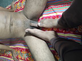 My teen student is getting footjob and whipping