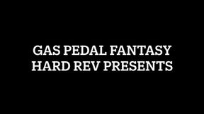No mercy - color high heels in polka dot stockings max rev gas pedal of old Toyota Corolla for 7 minutes