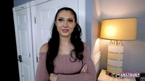 brunette coed raven lane sucks a cock and gets her wet pussy fucked!
